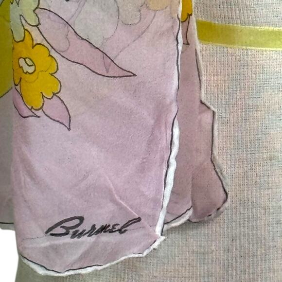 Vintage Burmel Chiffon Pastel Floral Rolled Edges Scarf - Picture 3 of 4